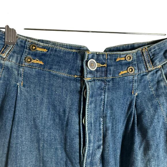 Anthropologie Pilcro and the Letterpress Cropped Wide Leg Pleated Blue Jeans 28 - Picture 5 of 11
